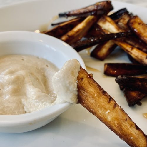 Hot honey parsnips