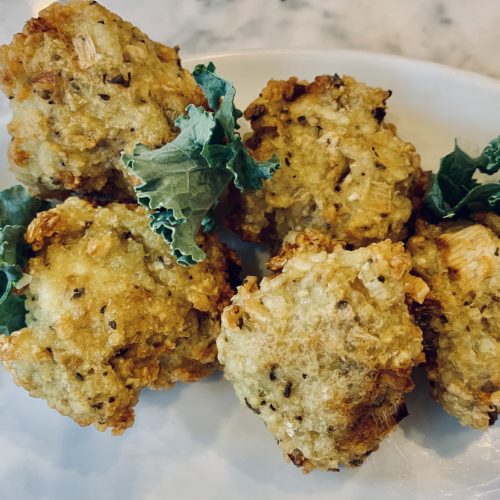 Risotto Cracker Bites with Elephant Garlic