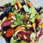 Peach Basil Miso Almond Salad