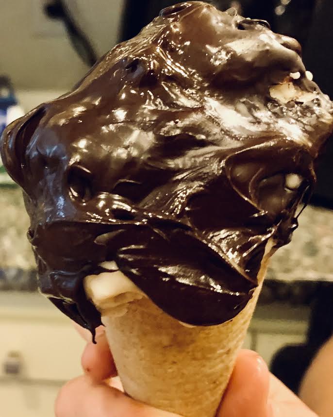 Honey Nut Ice Cream with Quick Dry Chocolate Shell