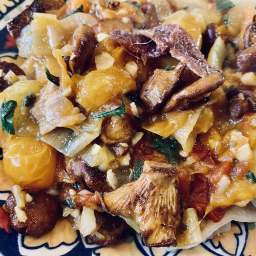 Chanterelles with Anchovy Sauce