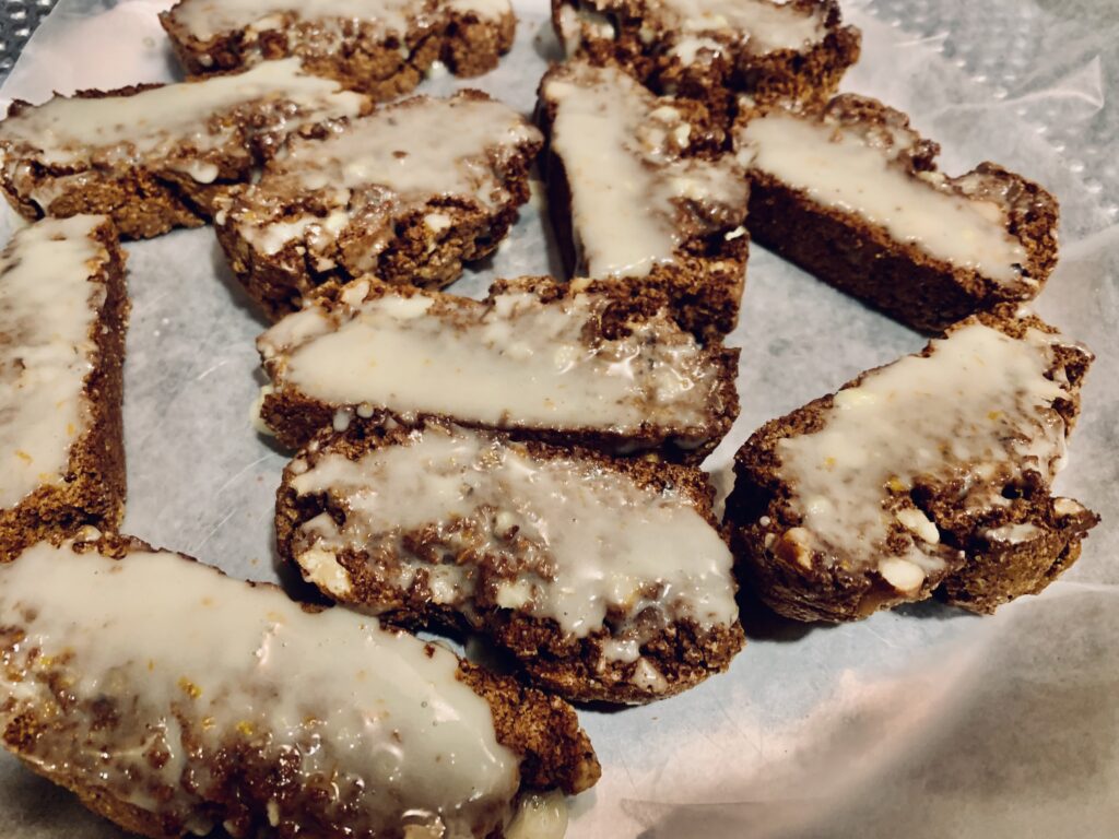 Apple Pie Biscotti with Ginger Orange Glaze